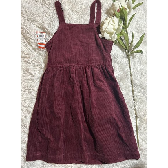 NWT Girls Cat & Jack School Corduroy Overall Dress Size L 10/12 Burgundy Purple - Picture 4 of 4